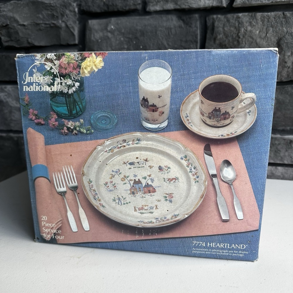 Vintage International China Heartland Flower Stoneware 16-pc Set 7774 NEW BNIB